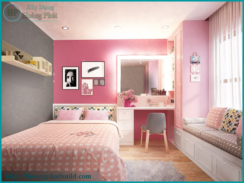 Sơn phòng ngủ màu hồng đẹp và hợp xu hướng hiện đại